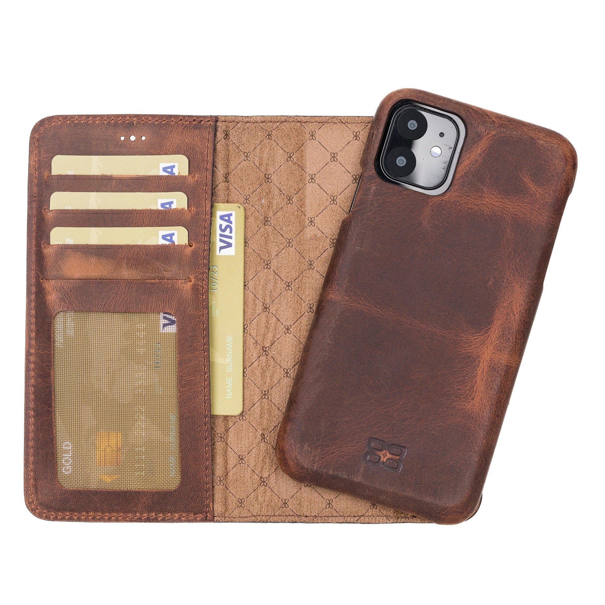 Bouletta Detachable Fully Covering Leather Wallet Case For Apple iPhone 11 Series iPhone 11 / Antic Brown