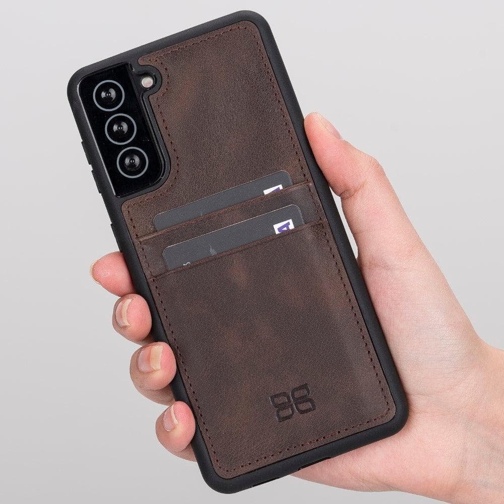 Bouletta Flex Cover Back with Card Holder Leather Cases for Samsung Galaxy S21 Series S21 6.2" / Dark Brown