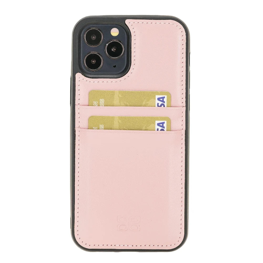 Bouletta Flexible Leather Back Cover with Card Holder for iPhone 12 Series iPhone 12 Pro Max / Pink