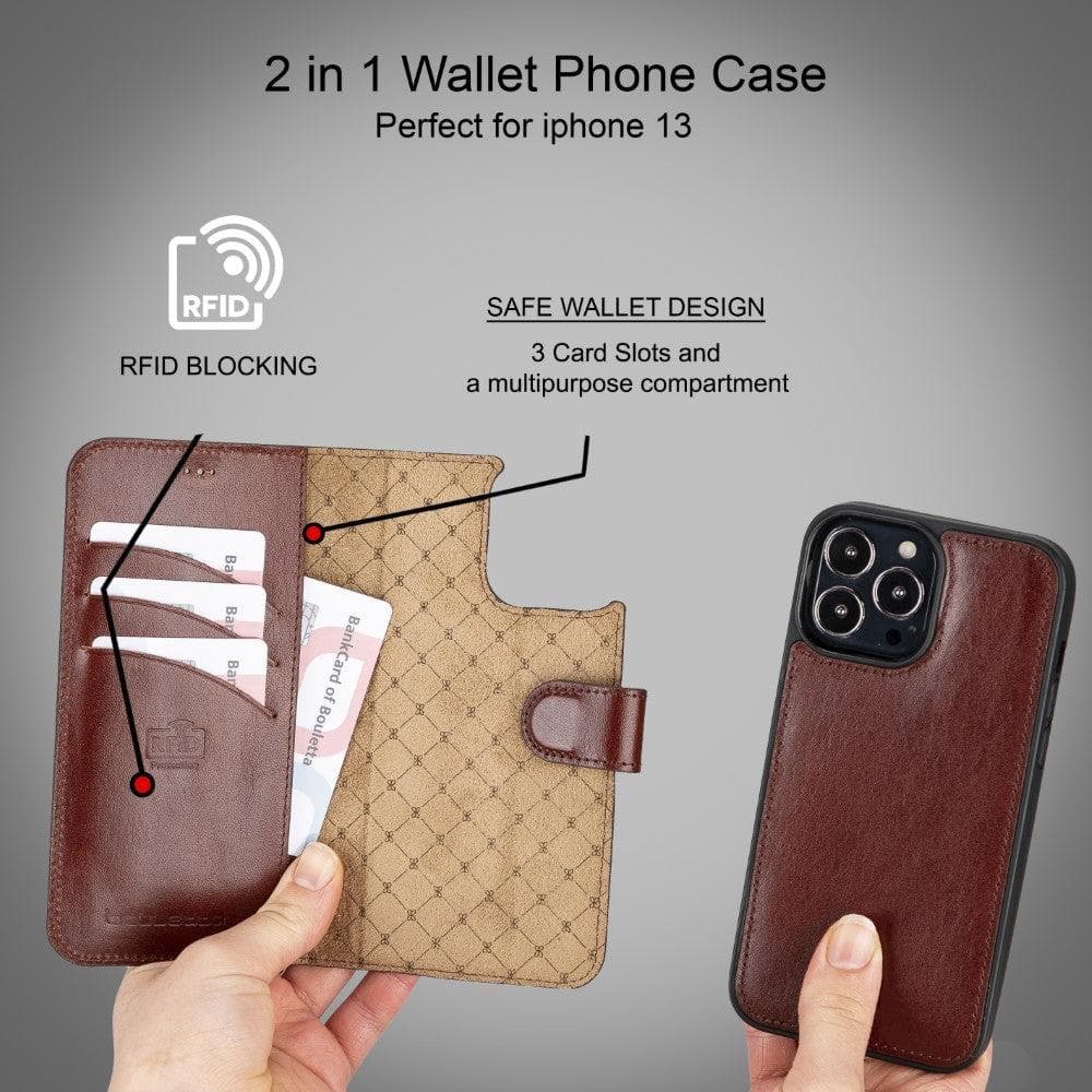 Bouletta Limited Edition Apple iPhone 13 Pro Max and iPhone 13 Pro Detachable Leather Wallet Case