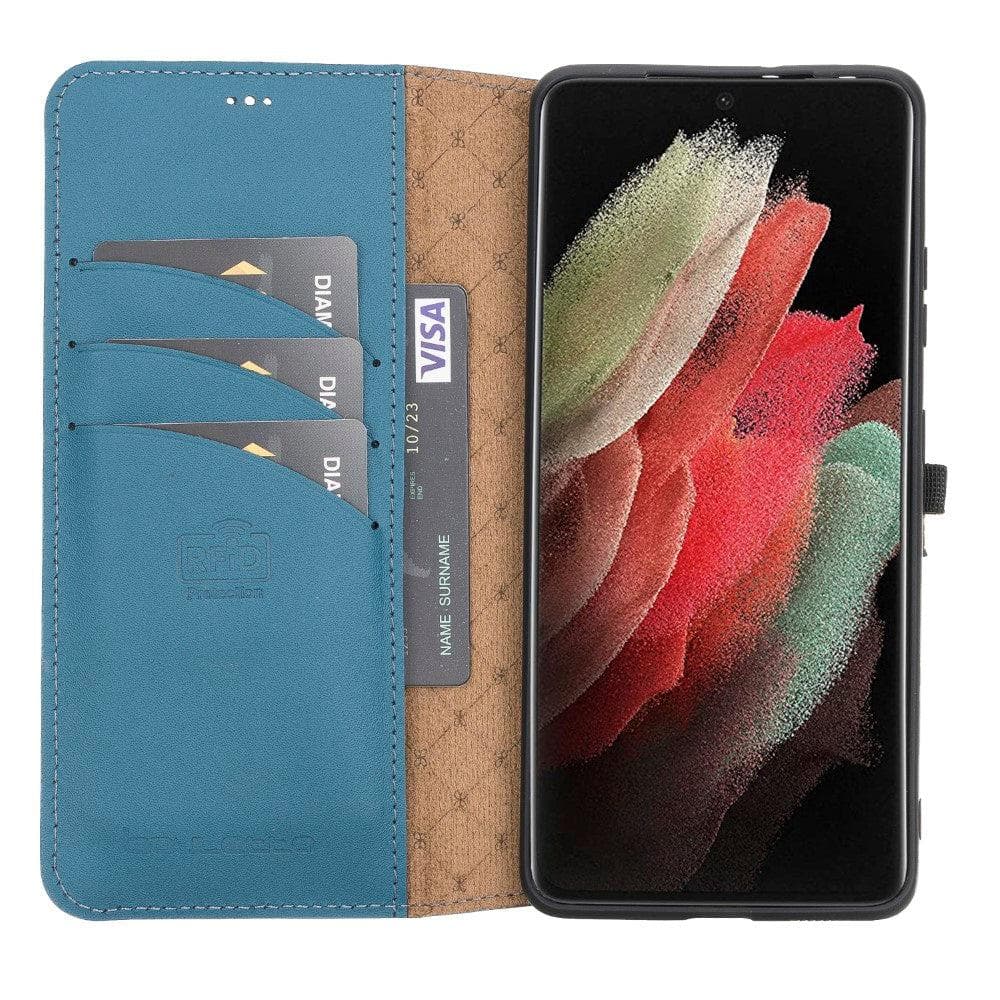 Magic Abnehmbar Leder Wallet Case für Samsung Galaxy S21 Ultra aus echtem Leder