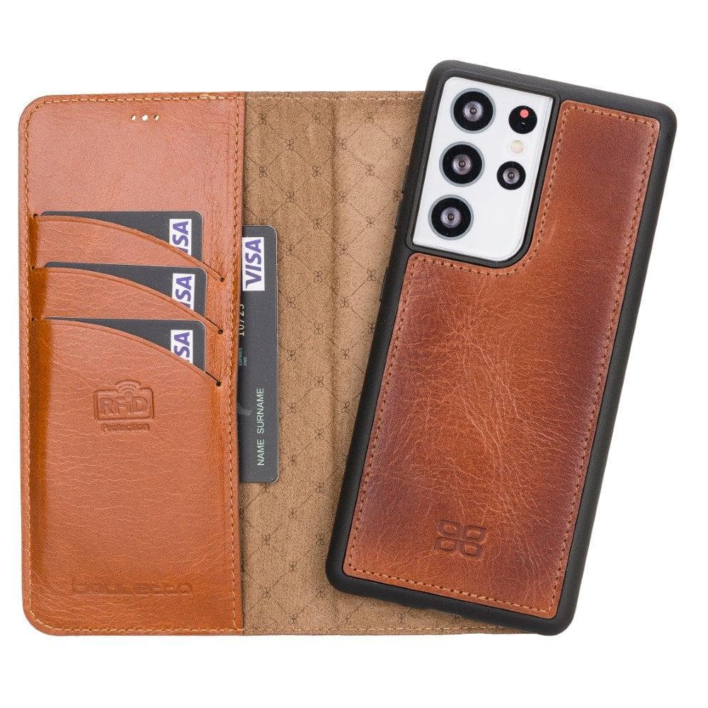 Magic Abnehmbar Leder Wallet Case für Samsung Galaxy S21 Ultra aus echtem Leder