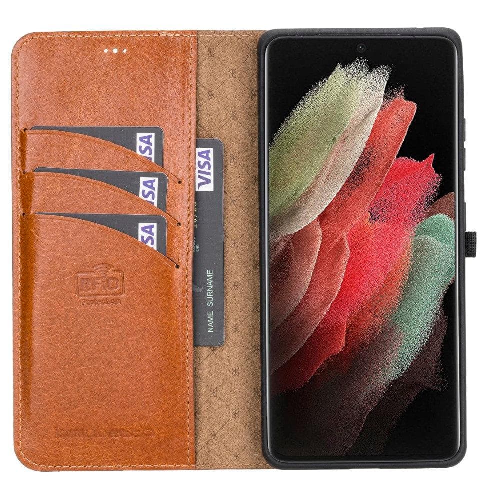 Magic Abnehmbar Leder Wallet Case für Samsung Galaxy S21 Ultra aus echtem Leder