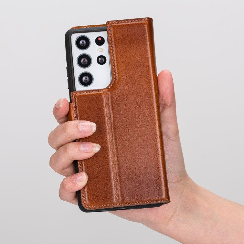 Magic Abnehmbar Leder Wallet Case für Samsung Galaxy S21 Ultra aus echtem Leder