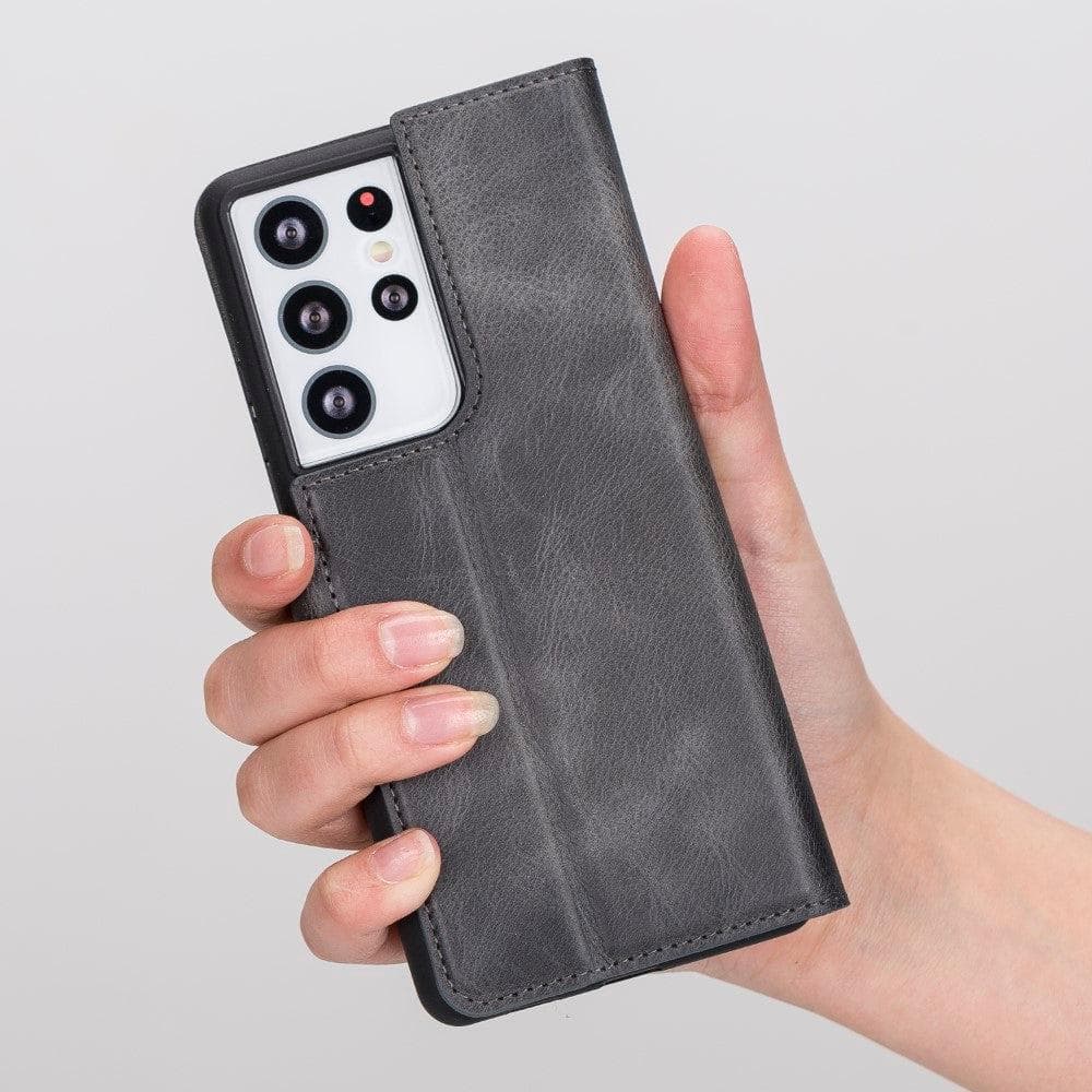 Magic Abnehmbar Leder Wallet Case für Samsung Galaxy S21 Ultra aus echtem Leder