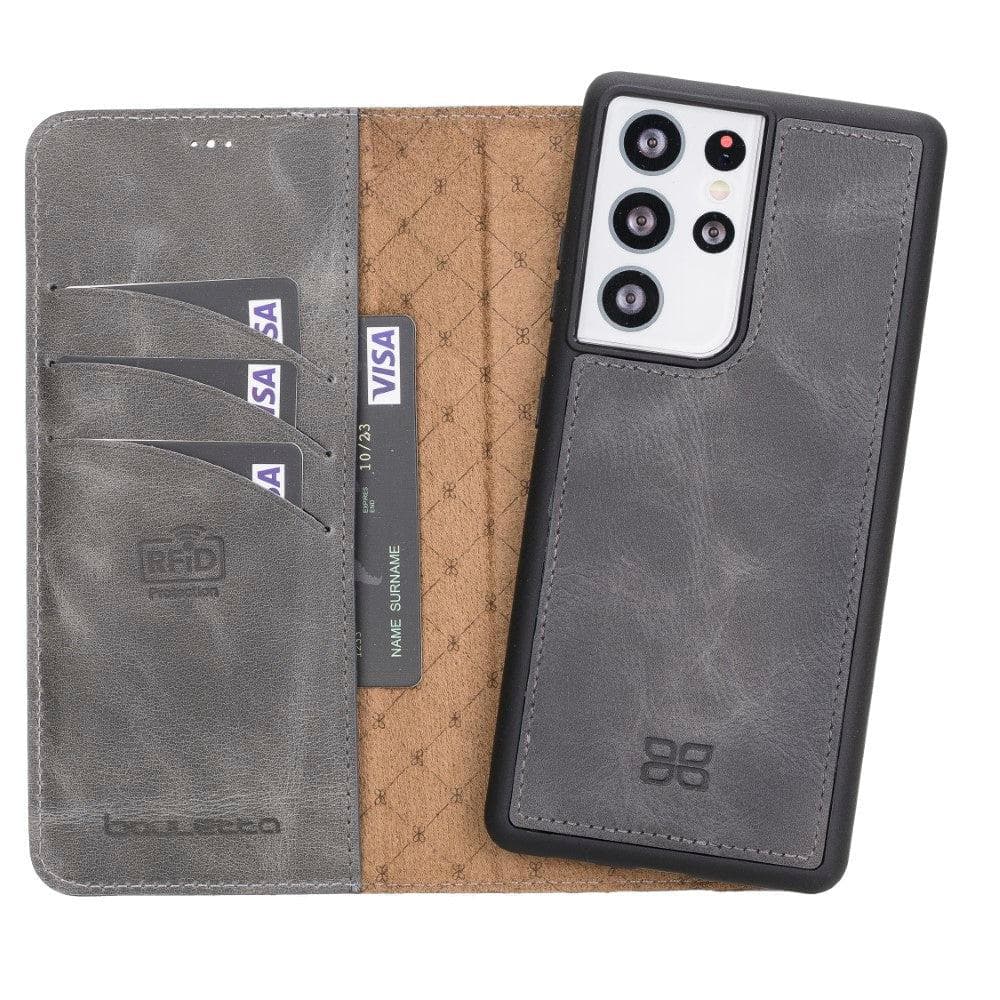 Magic Abnehmbar Leder Wallet Case für Samsung Galaxy S21 Ultra aus echtem Leder