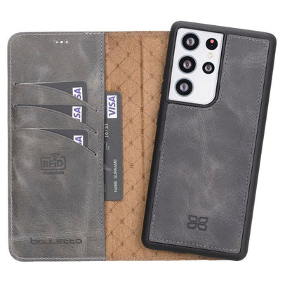 Magic Abnehmbar Leder Wallet Case für Samsung Galaxy S21 Ultra aus echtem Leder