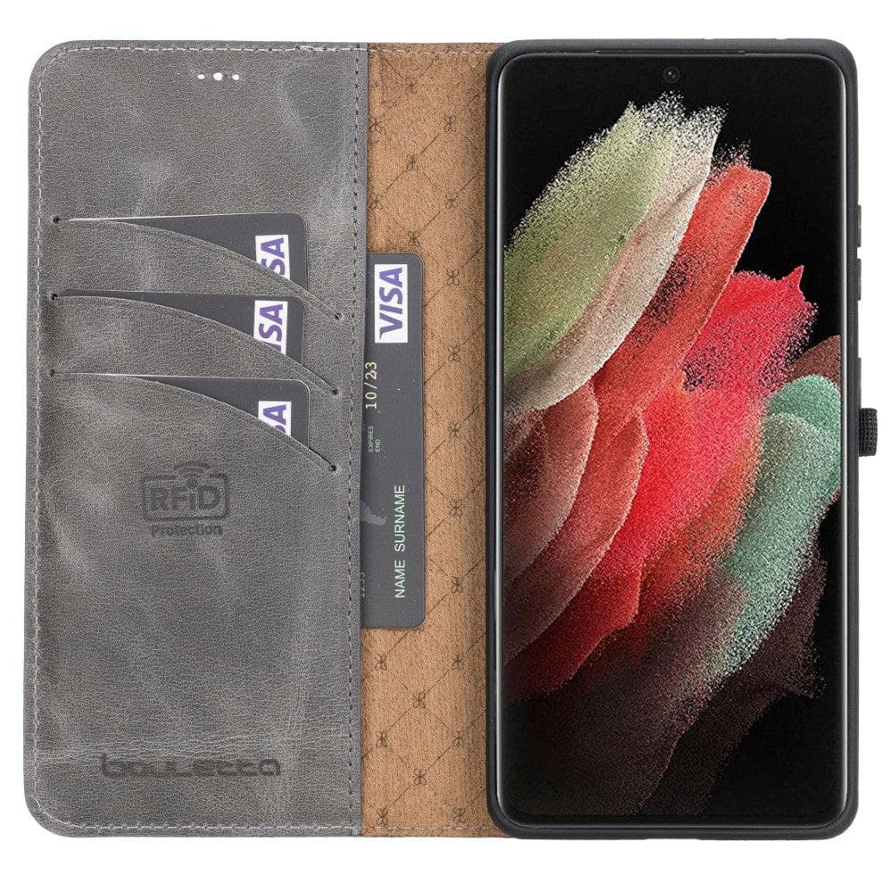 Magic Abnehmbar Leder Wallet Case für Samsung Galaxy S21 Ultra aus echtem Leder
