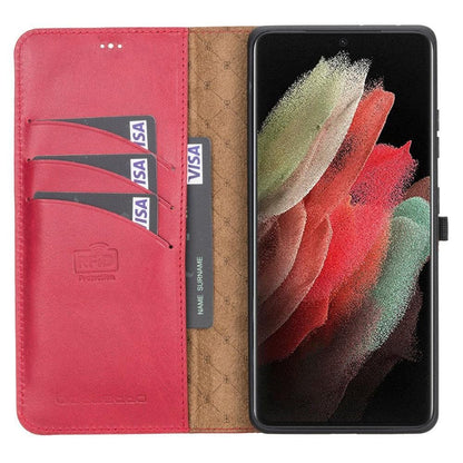 Magic Abnehmbar Leder Wallet Case für Samsung Galaxy S21 Ultra aus echtem Leder