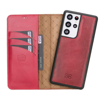 Magic Abnehmbar Leder Wallet Case für Samsung Galaxy S21 Ultra aus echtem Leder