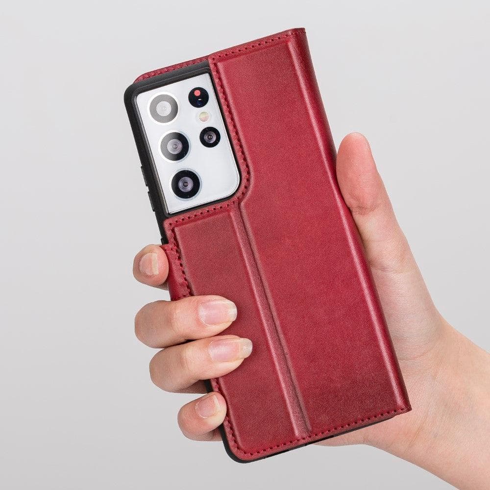 Magic Abnehmbar Leder Wallet Case für Samsung Galaxy S21 Ultra aus echtem Leder