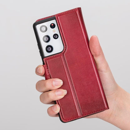 Magic Abnehmbar Leder Wallet Case für Samsung Galaxy S21 Ultra aus echtem Leder