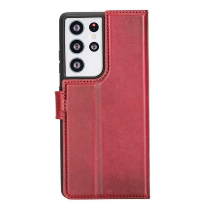 Magic Abnehmbar Leder Wallet Case für Samsung Galaxy S21 Ultra aus echtem Leder