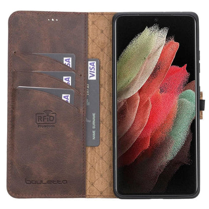 Magic Abnehmbar Leder Wallet Case für Samsung Galaxy S21 Ultra aus echtem Leder