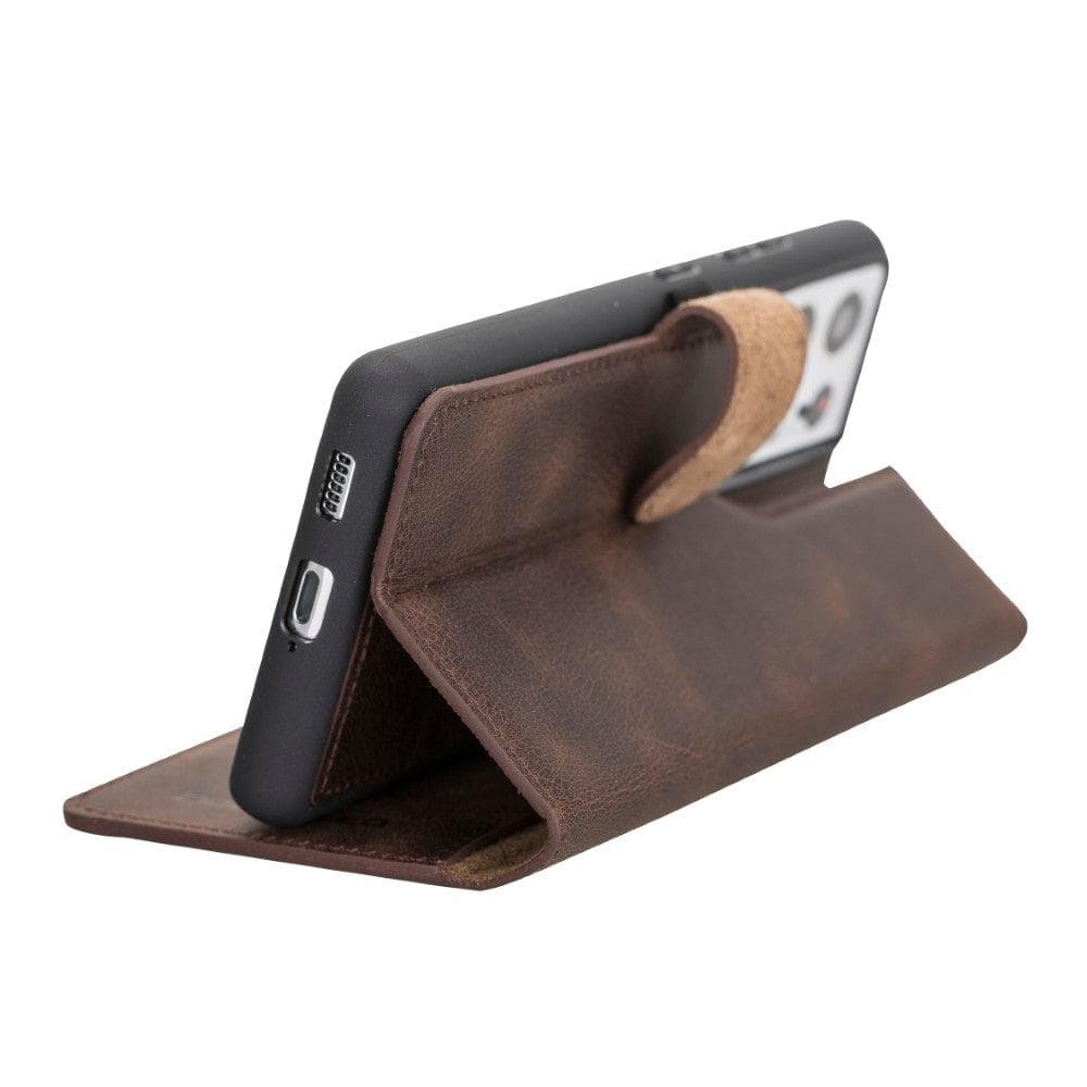 Magic Abnehmbar Leder Wallet Case für Samsung Galaxy S21 Ultra aus echtem Leder