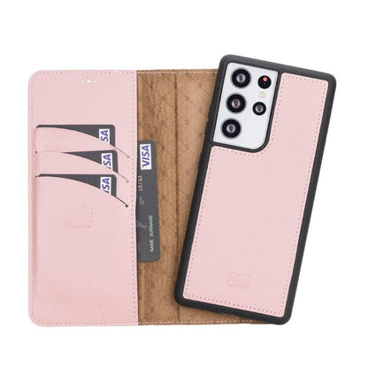 Magic Abnehmbar Leder Wallet Case für Samsung Galaxy S21 Ultra aus echtem Leder