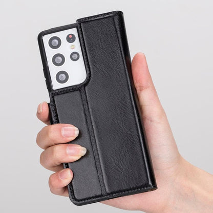 Magic Abnehmbar Leder Wallet Case für Samsung Galaxy S21 Ultra aus echtem Leder