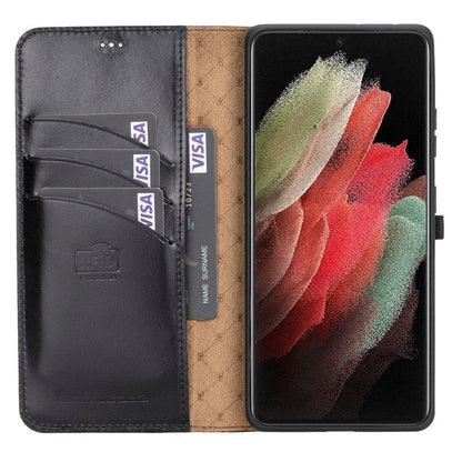 Magic Abnehmbar Leder Wallet Case für Samsung Galaxy S21 Ultra aus echtem Leder