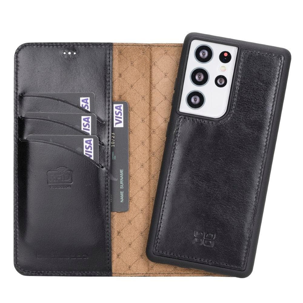 Magic Abnehmbar Leder Wallet Case für Samsung Galaxy S21 Ultra aus echtem Leder
