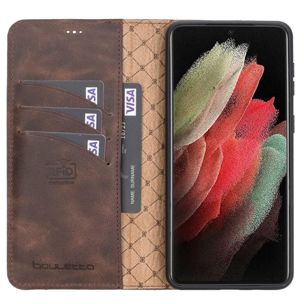 Magic Abnehmbar Leder Wallet Case für Samsung Galaxy S21 Ultra aus echtem Leder