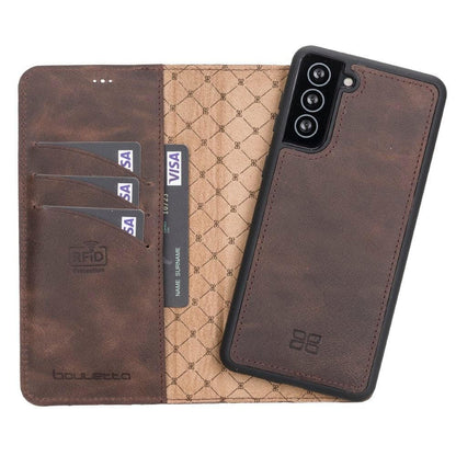 Magic Abnehmbar Leder Wallet Case für Samsung Galaxy S21 Ultra aus echtem Leder