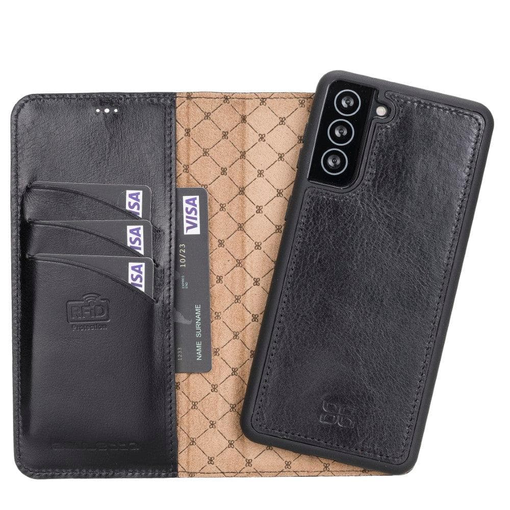 Bouletta Magnetic Detachable Leather Wallet Cases for Samsung Galaxy S21 Series S21 Plus 6.7" / Black