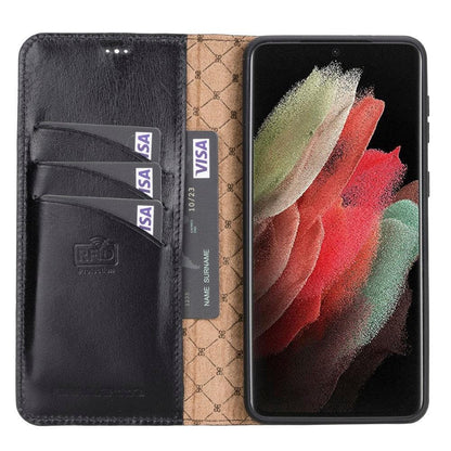 Magic Abnehmbar Leder Wallet Case für Samsung Galaxy S21 Plus aus echtem Leder