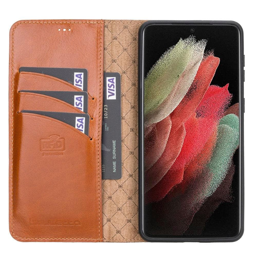 Magic Abnehmbar Leder Wallet Case für Samsung Galaxy S21 Plus aus echtem Leder