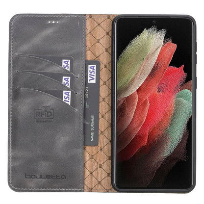 Magic Abnehmbar Leder Wallet Case für Samsung Galaxy S21 Plus aus echtem Leder