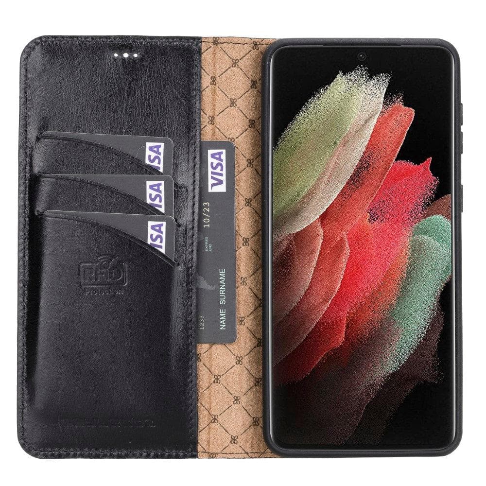 Magic Abnehmbar Leder Wallet Case für Samsung Galaxy S21 aus echtem Leder
