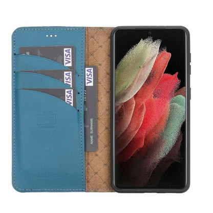 Magic Abnehmbar Leder Wallet Case für Samsung Galaxy S21 Ultra aus echtem Leder