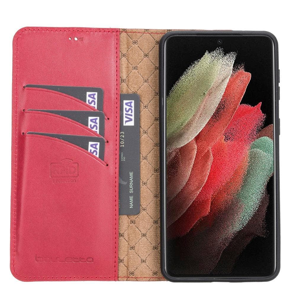 Magic Abnehmbar Leder Wallet Case für Samsung Galaxy S21 aus echtem Leder