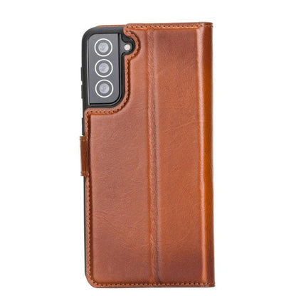 Magic Abnehmbar Leder Wallet Case für Samsung Galaxy S21 aus echtem Leder