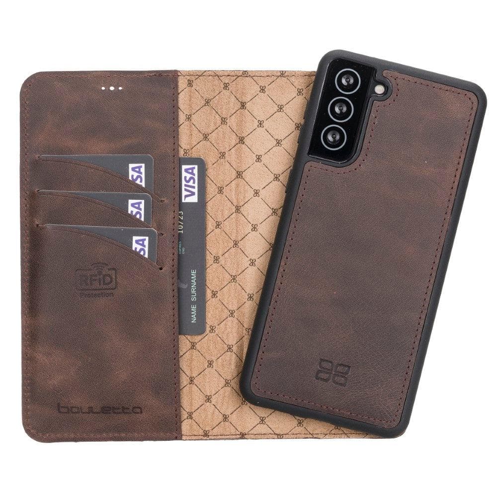 Magic Abnehmbar Leder Wallet Case für Samsung Galaxy S21 aus echtem Leder