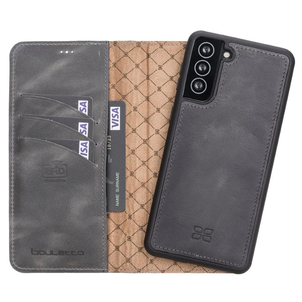 Magic Abnehmbar Leder Wallet Case für Samsung Galaxy S21 aus echtem Leder