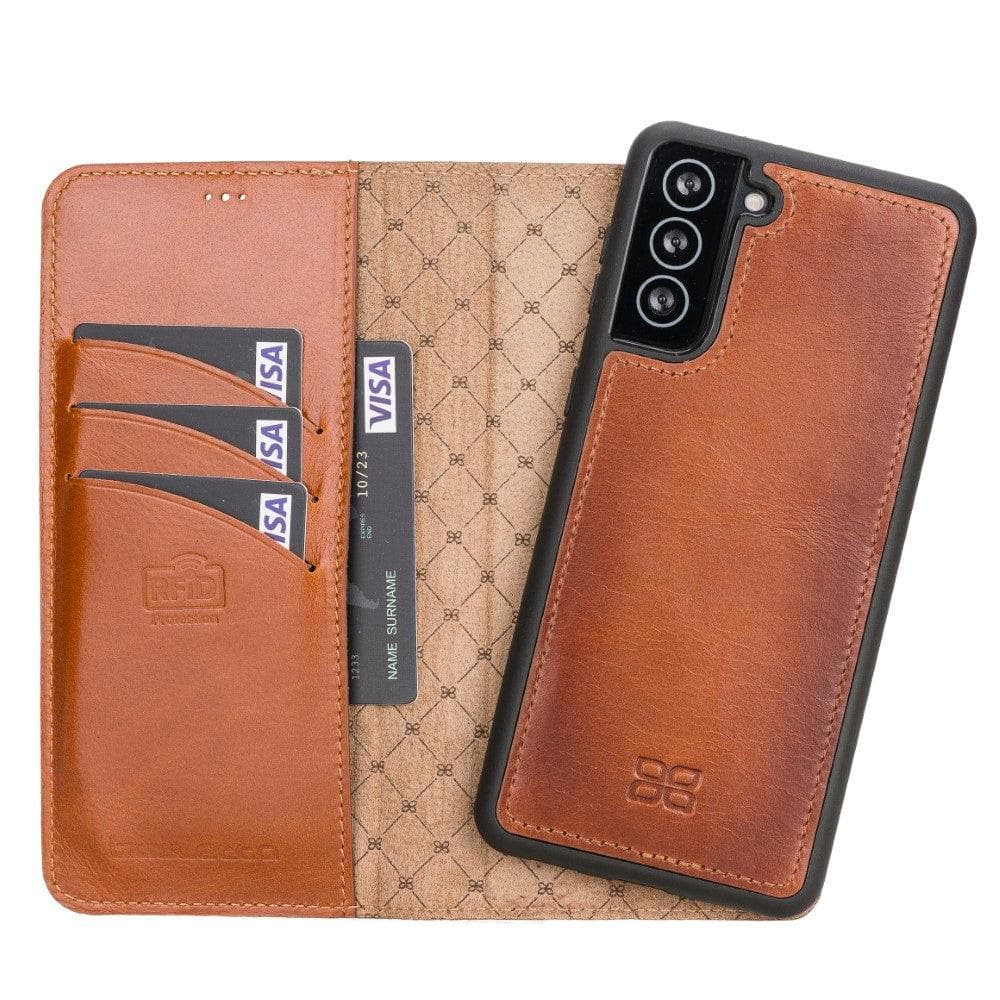 Magic Abnehmbar Leder Wallet Case für Samsung Galaxy S21 aus echtem Leder