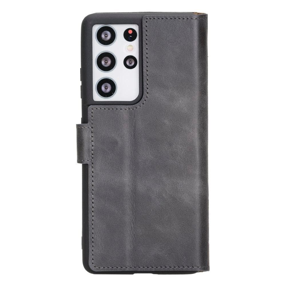 Bouletta Non-Detachable Leather Wallet Cases for Samsung Galaxy S21 Series S21 Ultra 6.8" / Gray