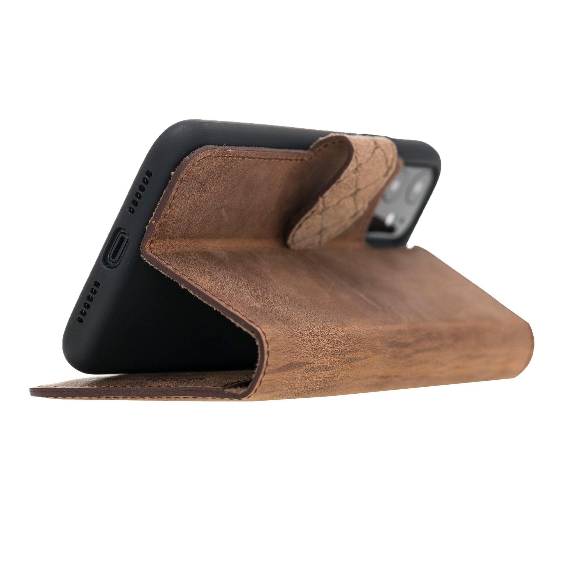 Bouletta Wallet Folio with ID Slot Leather Wallet Case For Apple iPhone 11 Series İPhone 11 / Dark Brown