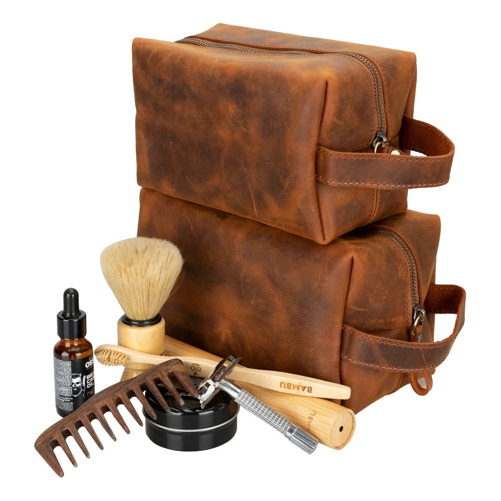 Eve Dopp Kit, Large Kulturbeutel aus echtem Leder aus echtem Leder