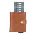 Bouletta Palermo Zip Mechanical Leather Card Holder Tan