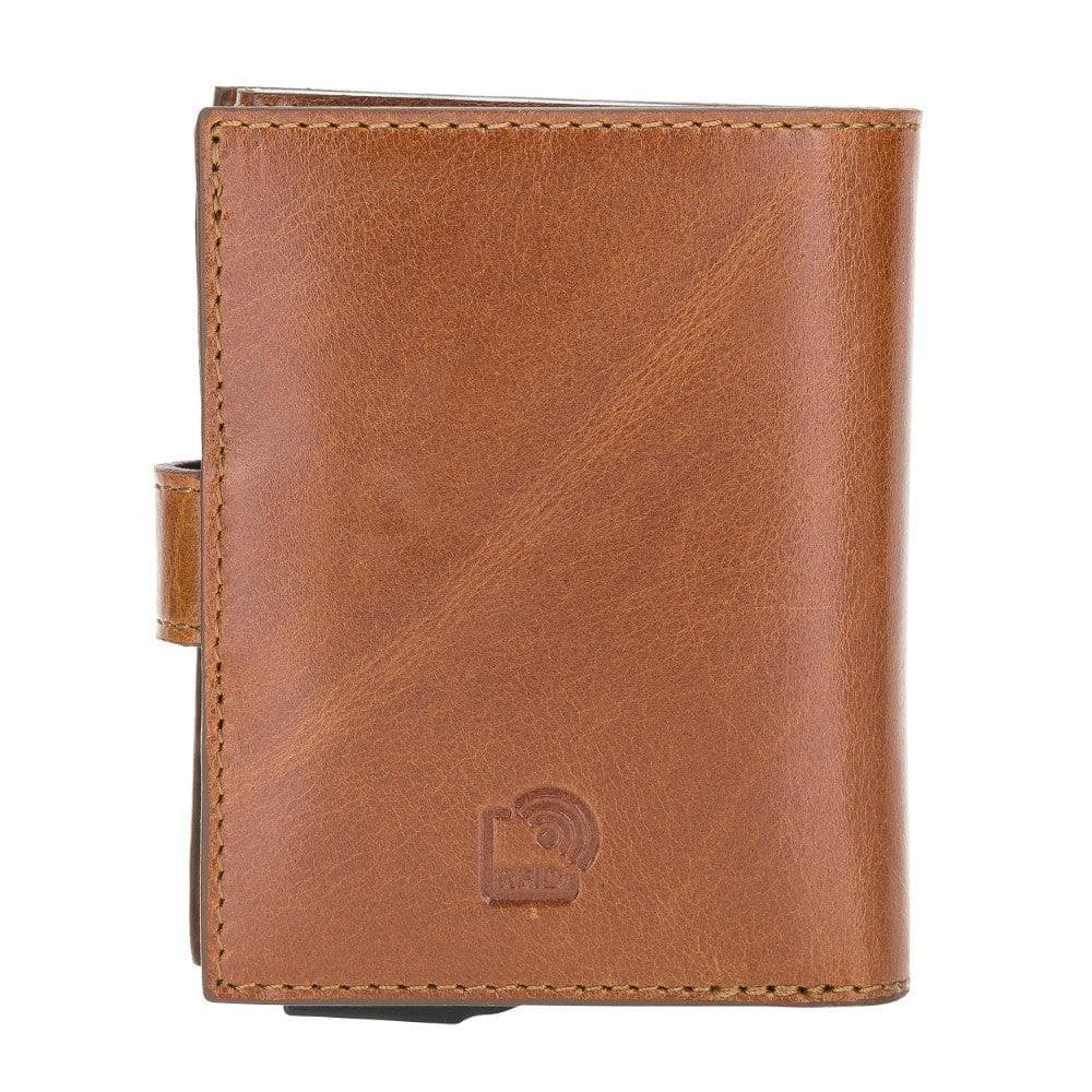 Bouletta Palermo Zip Mechanical Leather Card Holder Rustic Tan