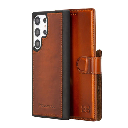 Magic Abnehmbar Leder Wallet Case für Samsung Galaxy S23 Ultra aus echtem Leder