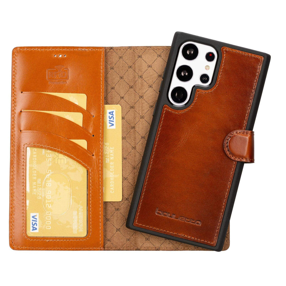Magic Abnehmbar Leder Wallet Case für Samsung Galaxy S23 Ultra aus echtem Leder