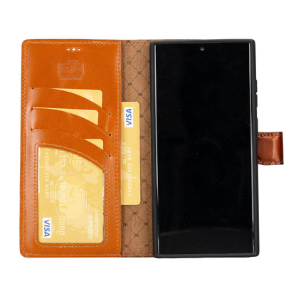 Magic Abnehmbar Leder Wallet Case für Samsung Galaxy S23 Ultra aus echtem Leder