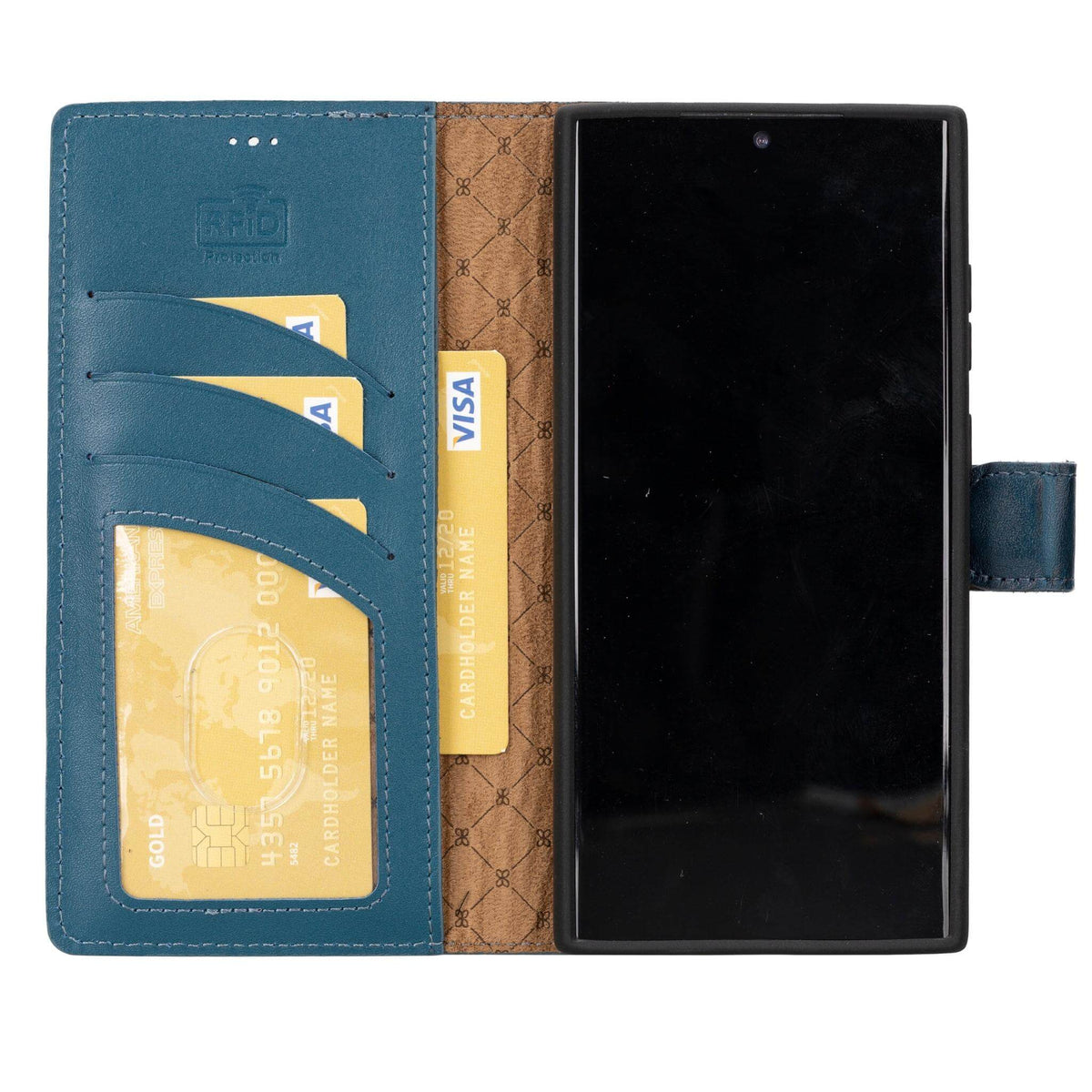 Magic Abnehmbar Leder Wallet Case für Samsung Galaxy S23 Ultra aus echtem Leder