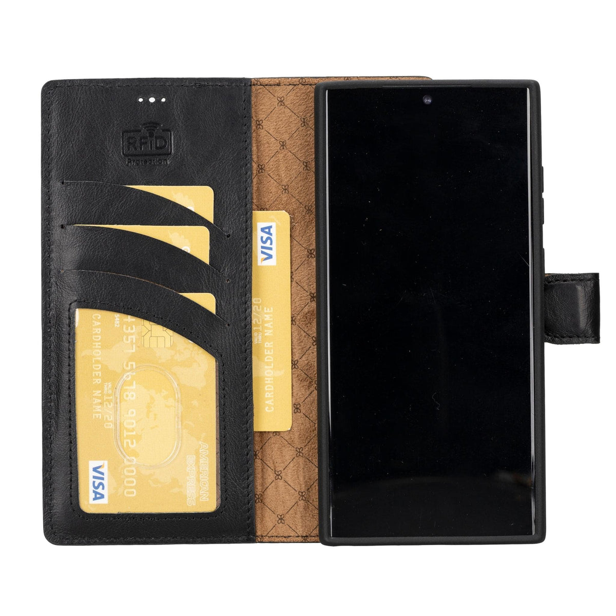 Magic Abnehmbar Leder Wallet Case für Samsung Galaxy S23 Ultra aus echtem Leder