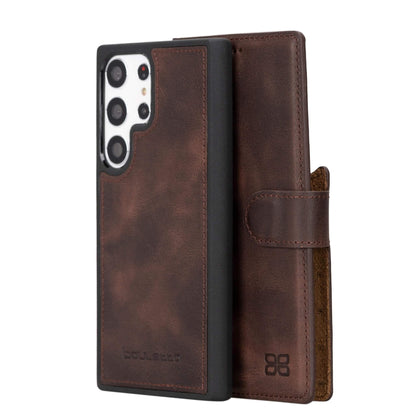 Magic Abnehmbar Leder Wallet Case für Samsung Galaxy S23 Ultra aus echtem Leder