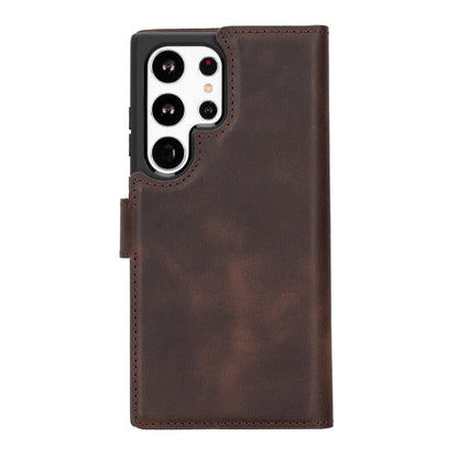 Magic Abnehmbar Leder Wallet Case für Samsung Galaxy S23 Ultra aus echtem Leder
