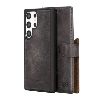 Magic Abnehmbar Leder Wallet Case für Samsung Galaxy S23 Ultra aus echtem Leder