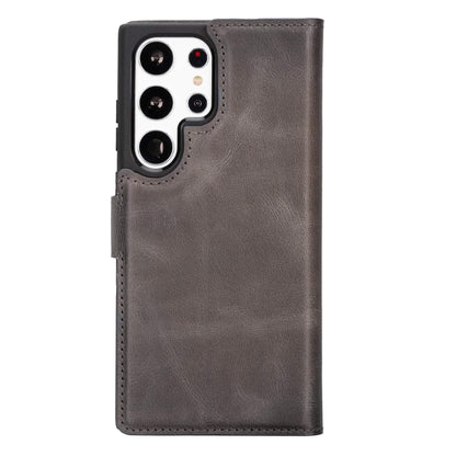 Magic Abnehmbar Leder Wallet Case für Samsung Galaxy S23 Ultra aus echtem Leder